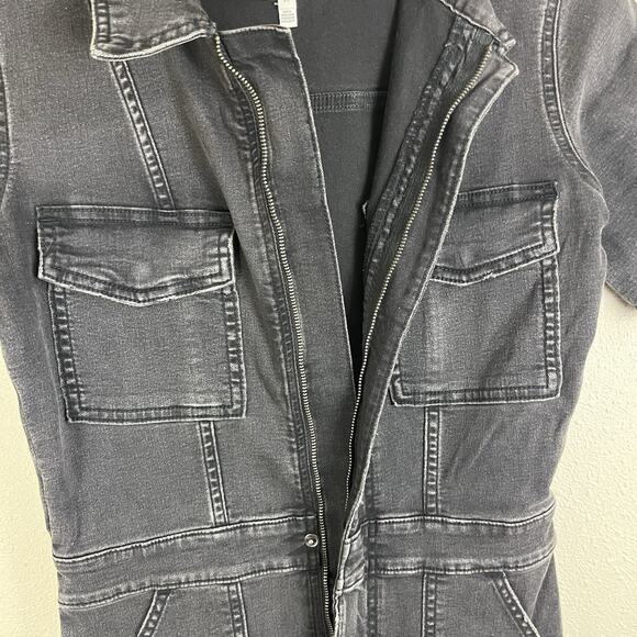 Aerie Utility Jumpsuit Womens S Small Charcoal Ash Black Zip Short Sleeve - Picture 5 of 8